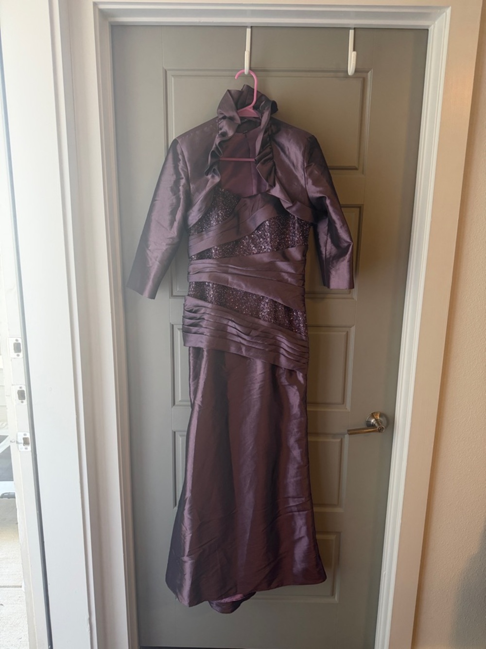 Elegant Purple Maxi Dress with Bolero - Formal Evening Gown